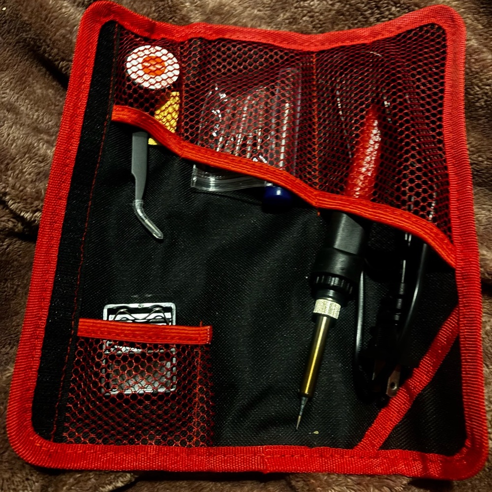Red and Black Tool Kit with Soldering Iron
